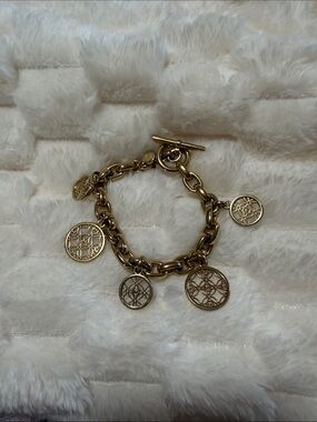 Michael Kors Gold-Tone Charm Link Bracelet with Filigree Medallions